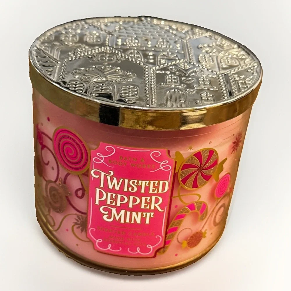 BATH & BODY WORKS - Twisted Peppermint - 14.5 oz 3 Wick Jar Candle NEW